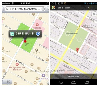 Apple maps vs Google maps Motorola