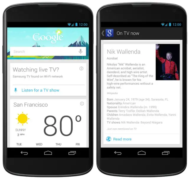 Google Now cards update TV google offers
