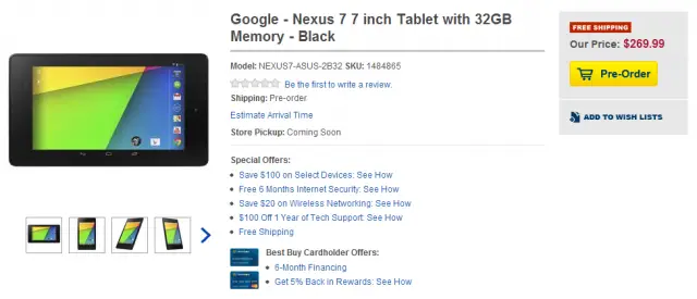 Google   Nexus 7 7 inch Tablet with 32GB Memory   Black   NEXUS7 ASUS 2B32