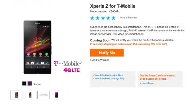 Sony Xperia Z T-Mobile online