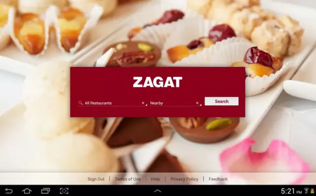 Zagat screenshot tablets