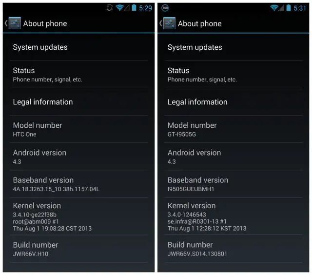 Android 4.3 update HTC One GS4 GPe about phone.jpg