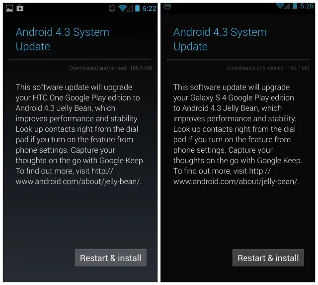 Android 4.3 update HTC One GS4 Google Play edition.jpg