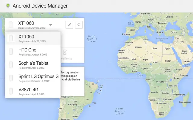 Android Device Manager screenshot