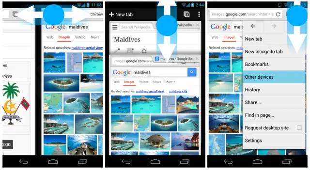 chrome for android beta gestures