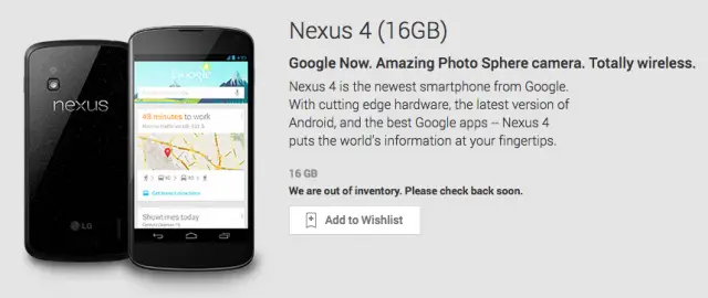 Nexus 4 16GB SOLD OUT