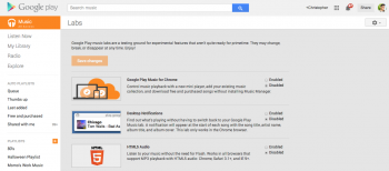 Google Play Music lab for Chrome