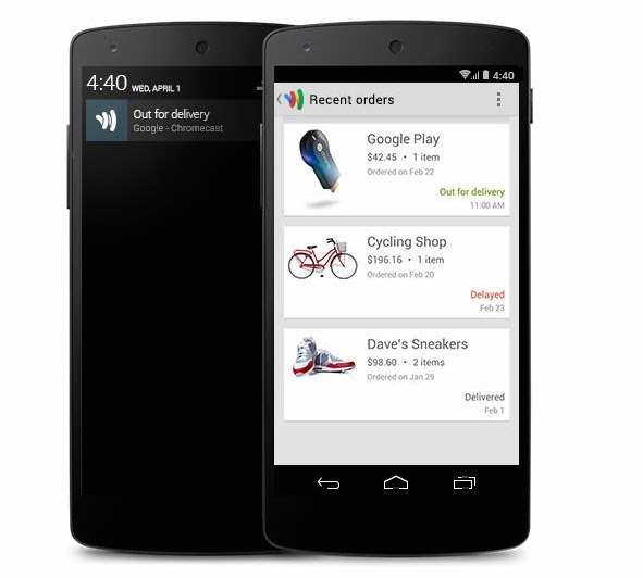 Google Wallet out for delivery package tracking
