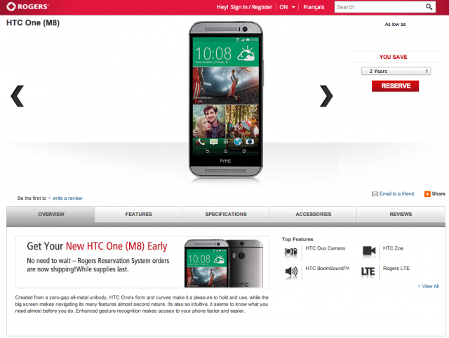 Rogers HTC One 2014