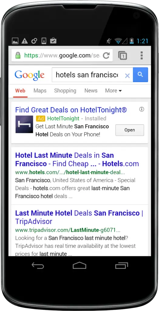 Google Search AdWords Install Ads