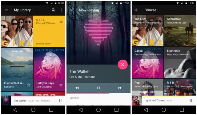 Android L Material Play Music