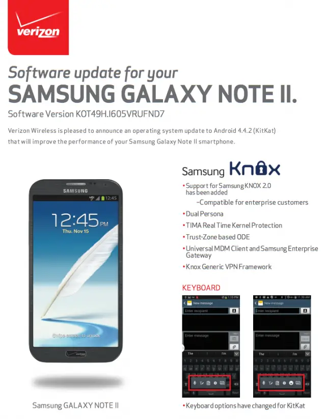 Samsung Galaxy Note 2 KitKat Verizon Wireless 1
