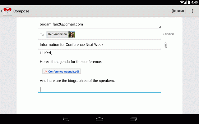 Gmail update Insert From Drive Android