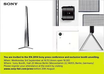 Sony IFA 2014 invite