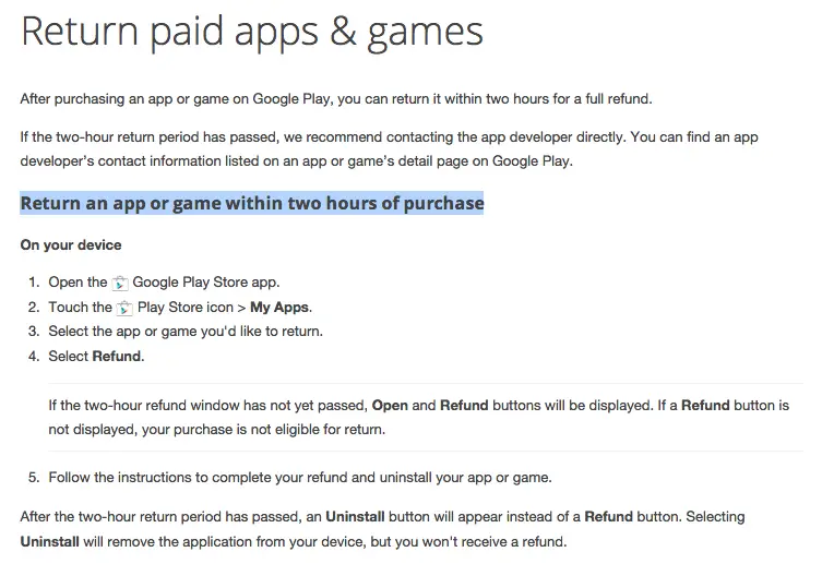 Google Play's refund window extended to 2 hours for app and game ...