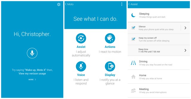 Moto X 2014 assist actions voice display