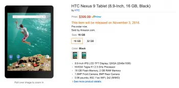 Amazon HTC Nexus 9 preorder