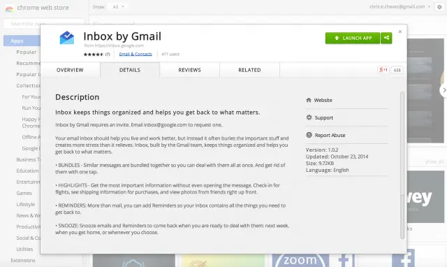 Inbox by Gmail Chrome app
