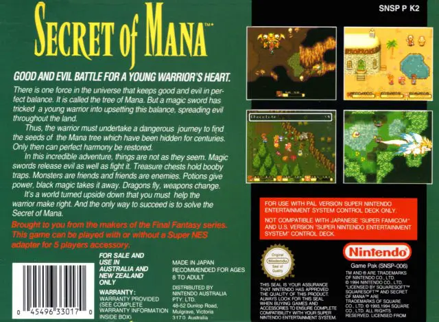 Secret of Mana cover back