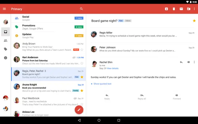 All new Gmail tablet interface