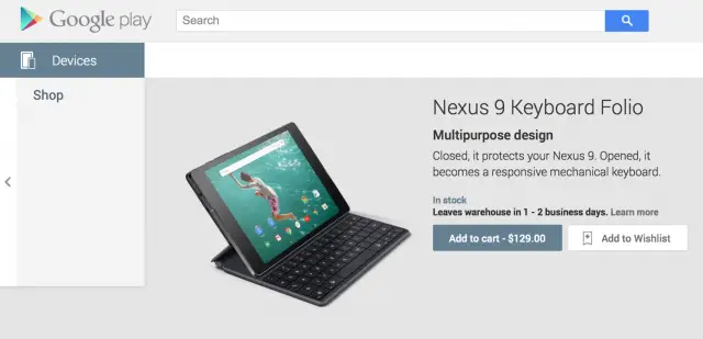 Nexus 9 Keyboard Folio Case Google Play