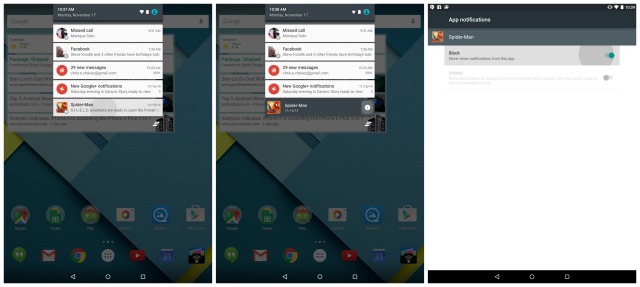 Nexus 9 notification disable