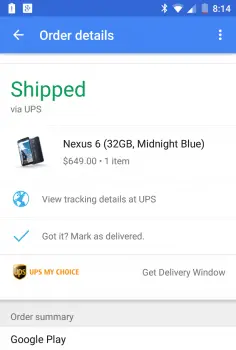 nexus 6 google play shipping