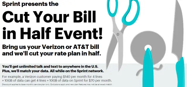 sprint cut your bill in half event