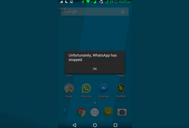 whatsapp crash