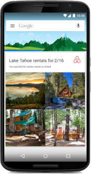 Google Now airbnb card