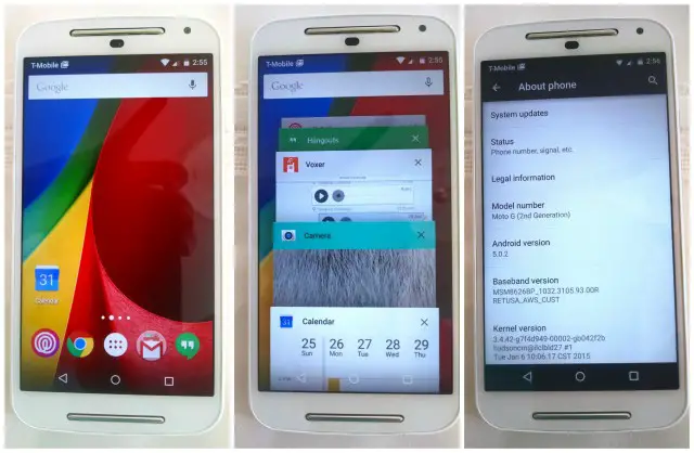 Moto G 2014 Android 5.0 Lollipop collage