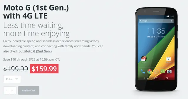 Motorola Moto G 4G LTE sale