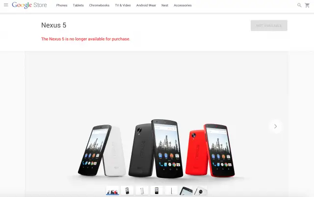 Nexus 5 no sale Google Store