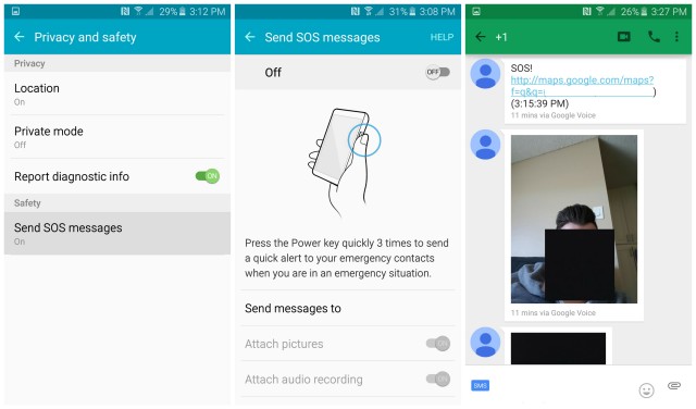 Samsung Galaxy S6 Send SOS messages