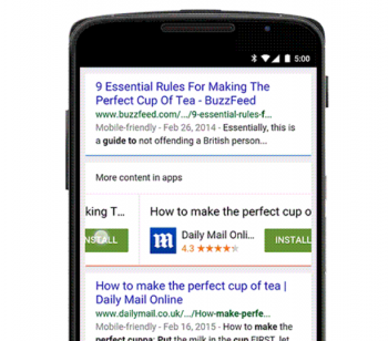 google app indexing apps result