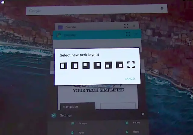 Android M multi-window layout select