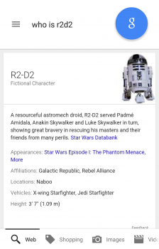 Google app update Star Wars trivia