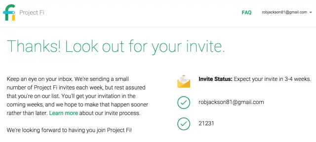 Project Fi Status Invite