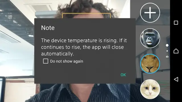 Sony Xperia Z3 Plus camera app crash overheating