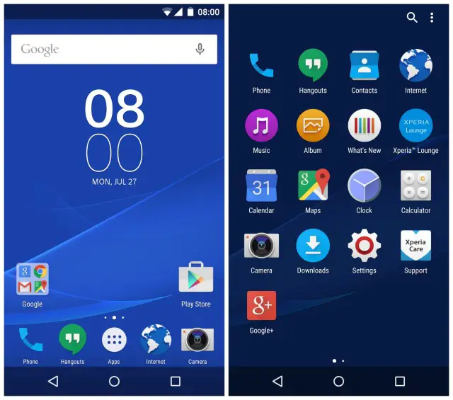 Sony Concept for Android screen shots