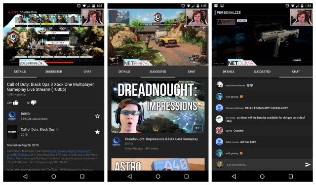 YouTube Gamin live stream screenshots