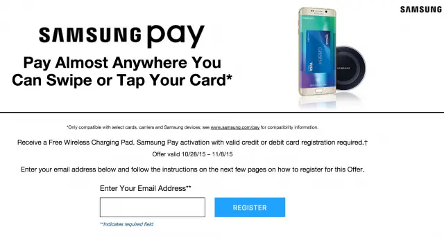 Samsung Pay free wireless charger promo