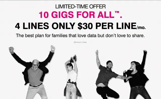 T-Mobile 10 gigs for all plan return