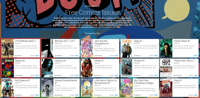Google Play free comic books