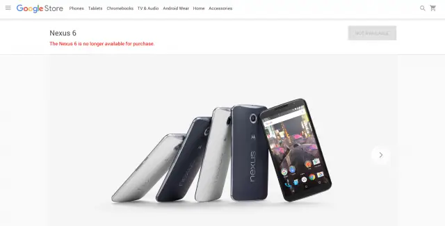 Nexus 6 no longer available for purchase Google Store