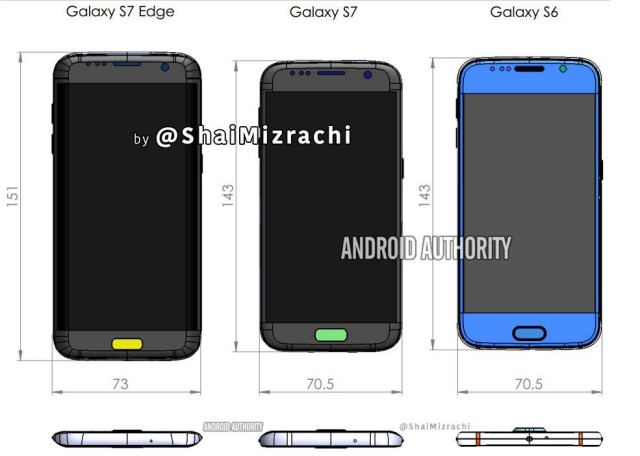 Samsung Galaxy S7 Edge dimensions vs S6