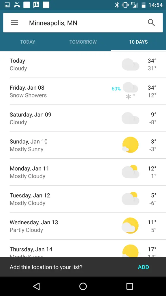 google now weather card 10 days