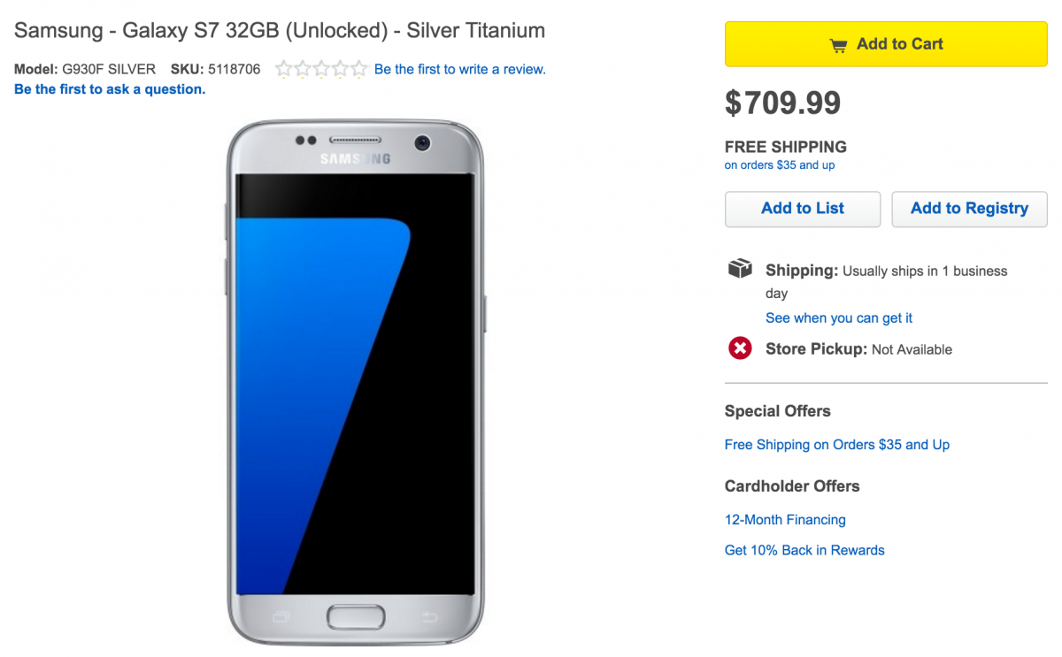 Best Buy is now selling unlocked Galaxy S7 and S7 Edge without all the