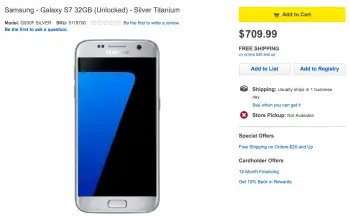 Unlocked Samsung Galaxy S7 Best Buy listing