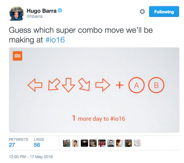 Hugo barra Tweet Xiaomi Google IO 2016